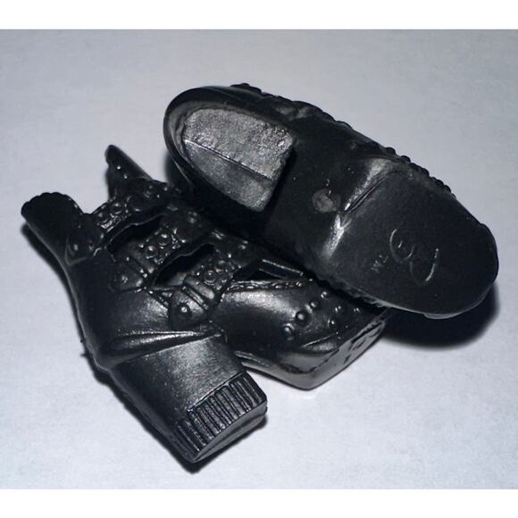 Modern Barbie Black Open Toe Cut Out Ankle Boots Heels Shoes Mattel - Picture 3 of 5
